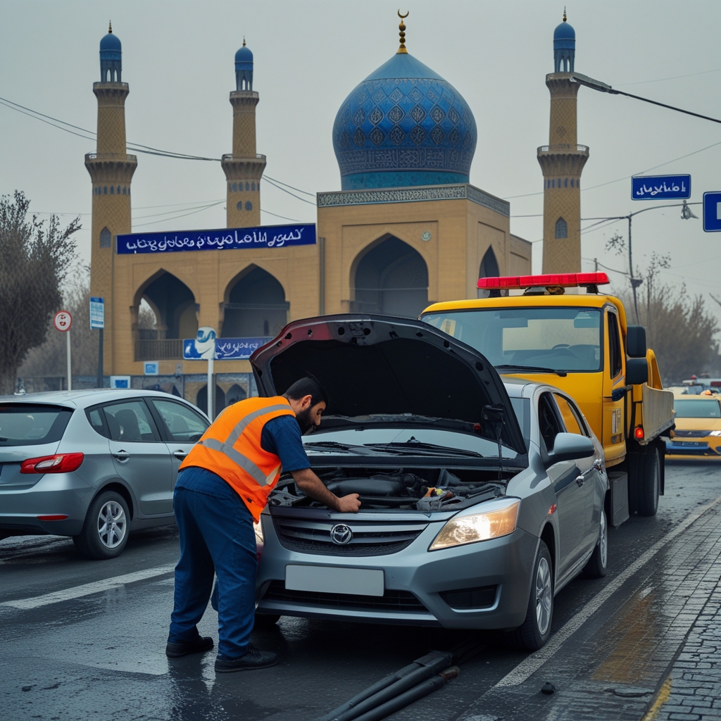 امداد خودرو شبانه‌روزی مشهد پشتیبانی سریع در جاده و داخل شهر در مشهد جاده قوچان